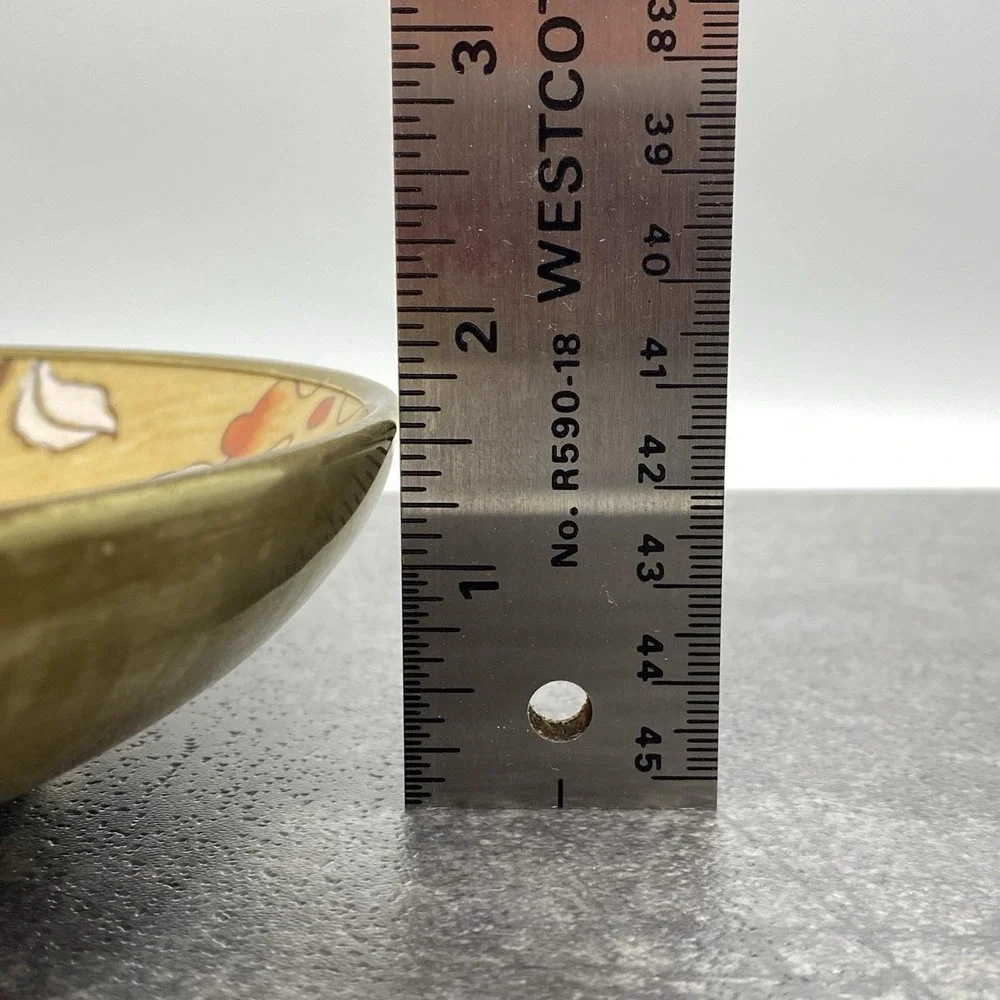 Vintage Crowning Touch Enamel Brass Rim Bowl Floral Asian Hong Kong 7.5